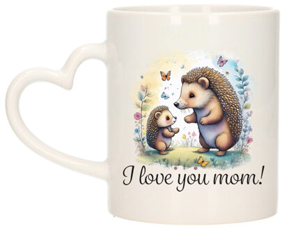 Bellatio Decorations Cadeau koffie/thee mok mama - hartjes oor - I love you - egeltje - 300 ml - Moederdag