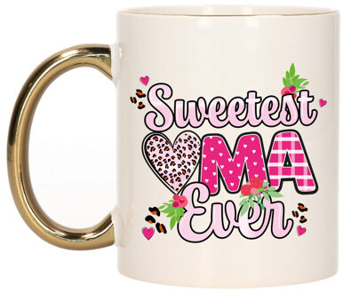 Bellatio Decorations Cadeau koffie/thee mok oma - gouden oor - liefste oma ooit - 300 ml