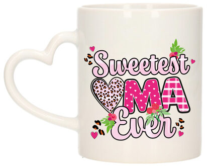 Bellatio Decorations Cadeau koffie/thee mok oma - hartjes oor - liefste oma ooit - 300 ml