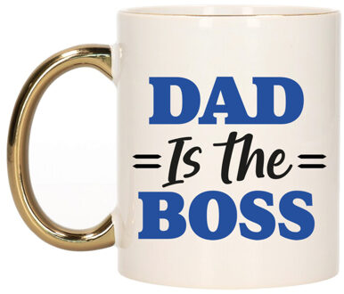 Bellatio Decorations Cadeau koffie/thee mok papa - gouden oor - pap is de baas - 300 ml - Vaderdag