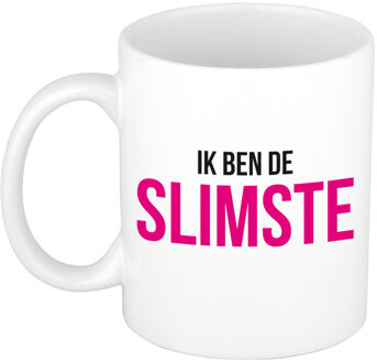 Bellatio Decorations Cadeau koffie/thee mok - roze - de slimste - 300 ml - keramiek