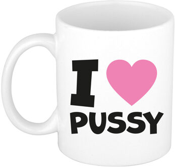 Bellatio Decorations Cadeau koffie/thee mok - roze - I love pussy - pride / gay - 300 ml - keramiek - vrijgezellen