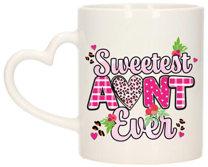 Bellatio Decorations Cadeau koffie/thee mok tante - hartjes oor - liefste tante ooit - 300 ml Multi pasel