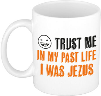 Bellatio Decorations Cadeau koffie/thee mok - trust me I was Jezus - oranje - keramiek - 300 ml