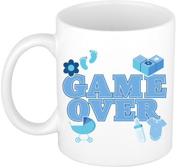Bellatio Decorations Cadeau koffie/thee mok voor aanstaande ouders - game over - blauw - keramiek - 300 ml