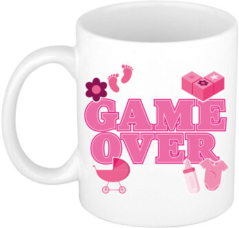 Bellatio Decorations Cadeau koffie/thee mok voor aanstaande ouders - game over - roze - keramiek - 300 ml