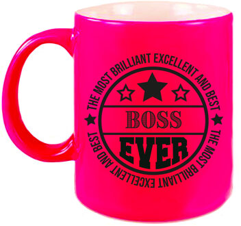 Bellatio Decorations Cadeau koffie/thee mok voor baas - beste baas - roze - 300 ml