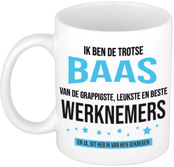 Bellatio Decorations Cadeau koffie/thee mok voor baas - blauw - trotse baas- keramiek - 300 ml