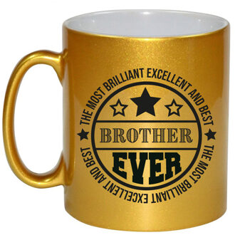 Bellatio Decorations Cadeau koffie/thee mok voor broer - beste broer - goud - 300 ml