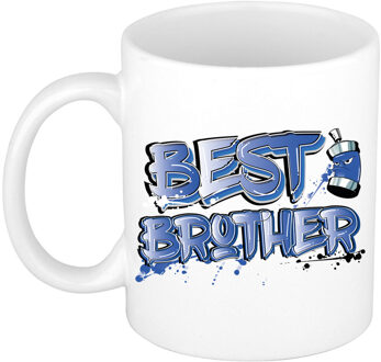 Bellatio Decorations Cadeau koffie/thee mok voor broer - blauw - graffiti letters - de beste -?300 ml