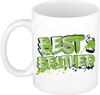 Bellatio Decorations Cadeau koffie/thee mok voor broer - groen - graffiti letters - de beste -?300 ml