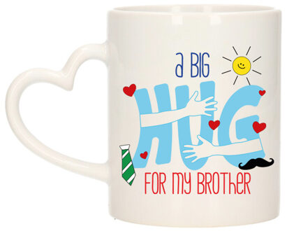 Bellatio Decorations Cadeau koffie/thee mok voor broer - hartje oor - big hug - 300 ml - verjaardag