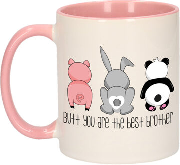 Bellatio Decorations Cadeau koffie/thee mok voor broer - roze - keramiek - 300 ml