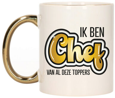 Bellatio Decorations Cadeau koffie/thee mok voor chef - gouden oor - ik ben Chef - keramiek - 300 ml