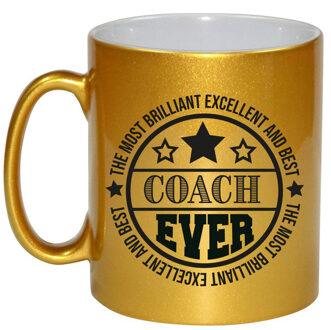 Bellatio Decorations Cadeau koffie/thee mok voor coach/trainer - beste coach - goud - 300 ml