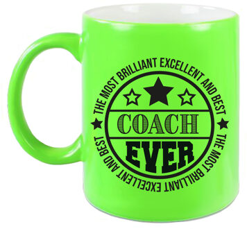 Bellatio Decorations Cadeau koffie/thee mok voor coach/trainer - beste coach - groen - 300 ml