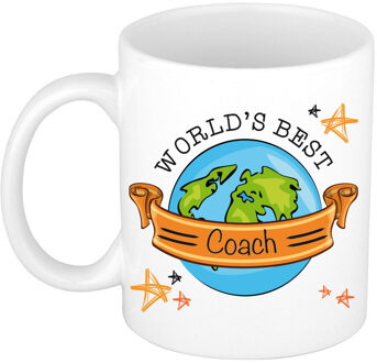 Bellatio Decorations Cadeau koffie/thee mok voor coach/trainer - beste coach - oranje - 300 ml