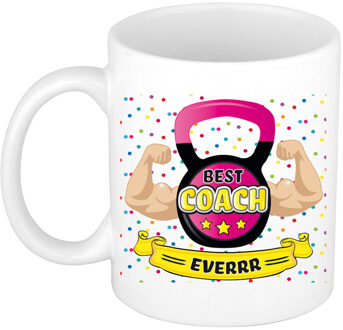 Bellatio Decorations Cadeau koffie/thee mok voor coach/trainer - beste coach - roze - 300 ml