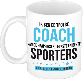 Bellatio Decorations Cadeau koffie/thee mok voor coach/trainer - blauw - trotse coach - keramiek - 300 ml
