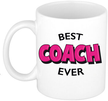 Bellatio Decorations Cadeau koffie/thee mok voor coach/trainer - roze - trotse coach - keramiek - 300 ml