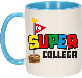 Bellatio Decorations Cadeau koffie/thee mok voor collega - blauw - super collega - keramiek - 300 ml