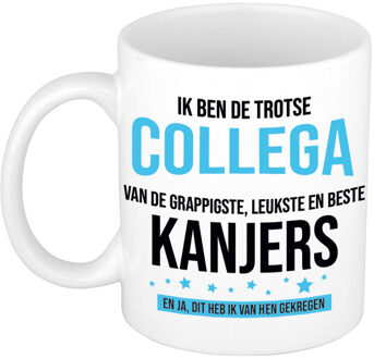 Bellatio Decorations Cadeau koffie/thee mok voor collega - blauw - trotse collega - keramiek - 300 ml