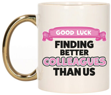 Bellatio Decorations Cadeau koffie/thee mok voor collega - gouden oor - afscheid - keramiek - 300 ml