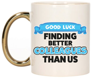 Bellatio Decorations Cadeau koffie/thee mok voor collega - gouden oor - afscheid - keramiek - 300 ml