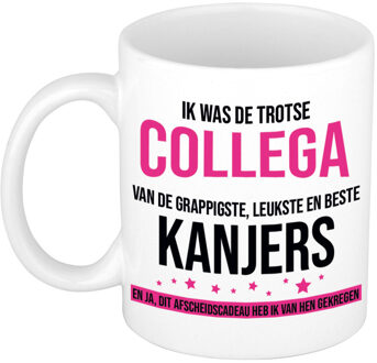 Bellatio Decorations Cadeau koffie/thee mok voor collega - roze - afscheid collega - keramiek - 300 ml
