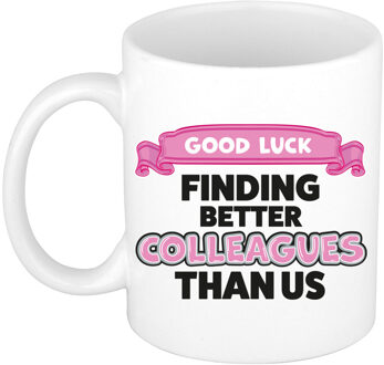 Bellatio Decorations Cadeau koffie/thee mok voor collega - wit - afscheid - keramiek - 300 ml