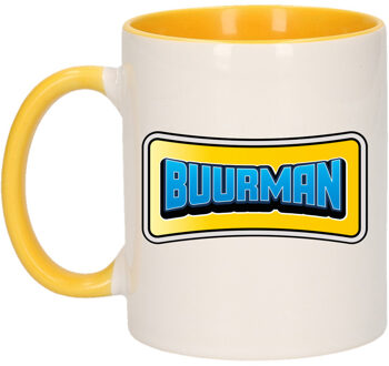 Bellatio Decorations Cadeau koffie/thee mok voor je buurman - beste buurman - geel - 300 ml