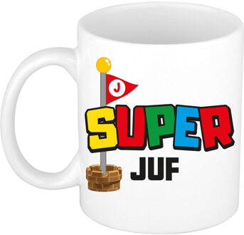 Bellatio Decorations Cadeau koffie/thee mok voor Juf/mentor - wit - super Juf/mentor - keramiek - 300 ml