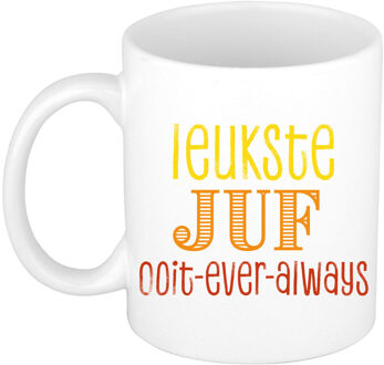 Bellatio Decorations Cadeau koffie/thee mok voor Juf - oranje - de leukste Juf - keramiek - 300 ml