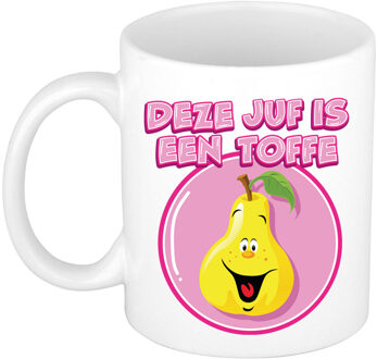 Bellatio Decorations Cadeau koffie/thee mok voor Juf - wit - toffe Juf - keramiek - 300 ml