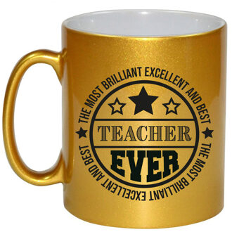 Bellatio Decorations Cadeau koffie/thee mok voor leraar - beste leraar - goud - 300 ml - juf/meester