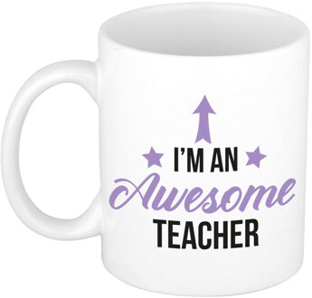 Bellatio Decorations Cadeau koffie/thee mok voor leraar - paars - 300 ml - Meester en juffen dag - feest mokken