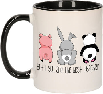 Bellatio Decorations Cadeau koffie/thee mok voor leraar - zwart - beste leraar - keramiek - 300 ml - meester/juffen dag