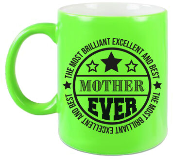 Bellatio Decorations Cadeau koffie/thee mok voor mama - beste mama - groen - 300 ml - moederdag