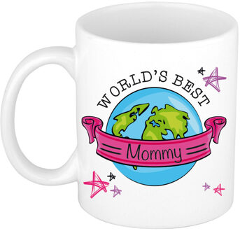 Bellatio Decorations Cadeau koffie/thee mok voor mama - beste mama - roze - 300 ml - moederdag