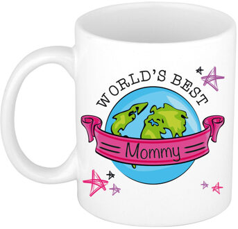 Bellatio Decorations Cadeau koffie/thee mok voor mama - beste mama - roze - 300 ml