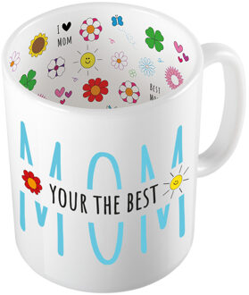 Bellatio Decorations Cadeau koffie/thee mok voor mama - blauw - mama is de beste - keramiek - 300 ml - Moederdag