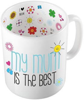 Bellatio Decorations Cadeau koffie/thee mok voor mama - blauw - mama is de beste - keramiek - 300 ml - Moederdag