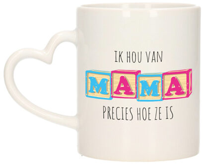 Bellatio Decorations Cadeau koffie/thee mok voor mama - blauw/roze - hartjes oor - liefde - Moederdag