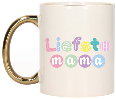 Bellatio Decorations Cadeau koffie/thee mok voor Mama - goud - liefste Mama - keramiek - 300 ml - Moederdag