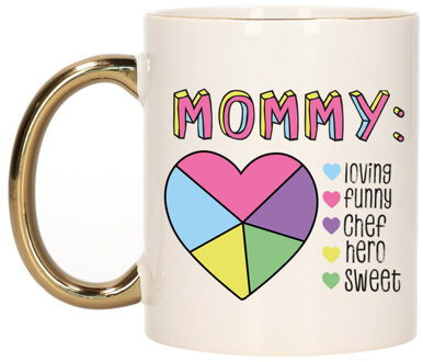 Bellatio Decorations Cadeau koffie/thee mok voor Mama - gouden oor - lieve woorden - keramiek - 300 ml