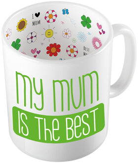 Bellatio Decorations Cadeau koffie/thee mok voor mama - groen - beste mam - keramiek - 300 ml - Moederdag