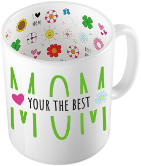 Bellatio Decorations Cadeau koffie/thee mok voor mama - groen - mama is de beste - keramiek - 300 ml - Moederdag