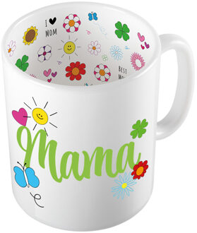 Bellatio Decorations Cadeau koffie/thee mok voor mama - groen - mama is de beste - keramiek - 300 ml - Moederdag