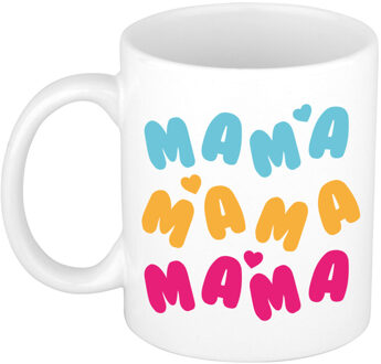 Bellatio Decorations Cadeau koffie/thee mok voor mama - multi - hartjes/liefde - keramiek - Moederdag