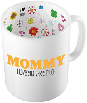 Bellatio Decorations Cadeau koffie/thee mok voor mama - oranje - ik hou van jou - keramiek - 300 ml - Moederdag